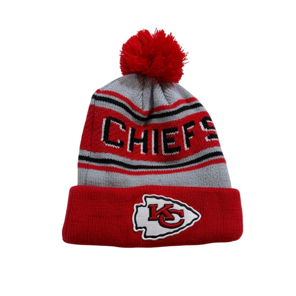 Kansas City Chiefs New Era NFL Beanie Red Knit Pom Hat Football Winter Cozy